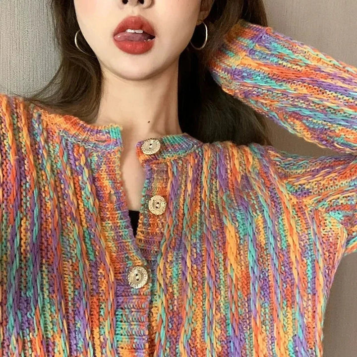 Xanthe - Vibrant Multi-Color Cable Knit Sweater