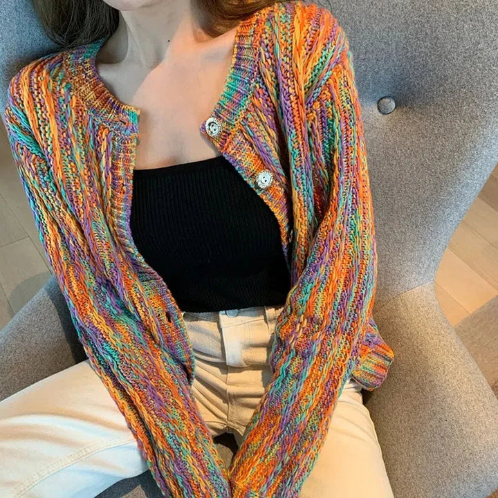 Xanthe - Vibrant Multi-Color Cable Knit Sweater