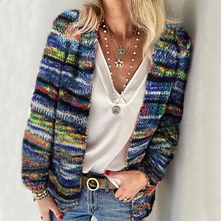 Cecilia - Multicolored Fuzzy Knit Cardigan