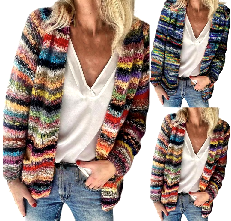 Cecilia - Multicolored Fuzzy Knit Cardigan