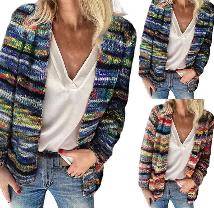 Cecilia - Multicolored Fuzzy Knit Cardigan