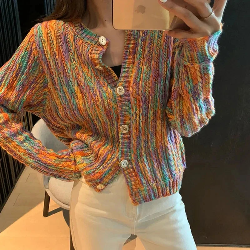 Xanthe - Vibrant Multi-Color Cable Knit Sweater