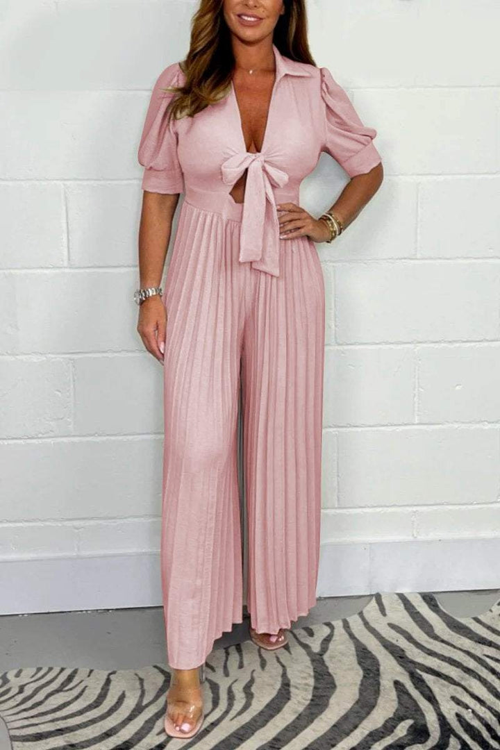 Reverie - Pleated Short Sleeves Jumpsuit